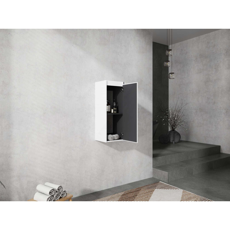 12-Inch Bathroom Float Mounting Side Cabinet With Soft Close Doors