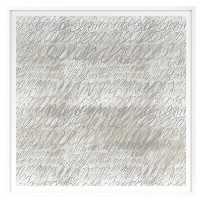 Cy Scribble in Silver Framed Drawing Print