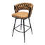 Tabourets de bar pivotants de 2. Siège en cuir technique, dossier tissé. Base pour îlot de cuisine, café, restaurant, (2). 360 pivotant, rembourré. Cuisine en métal, bar,