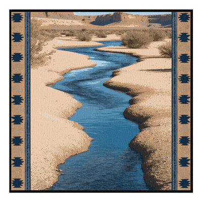 Washable Arroyo Stream Southwestern Area Rug