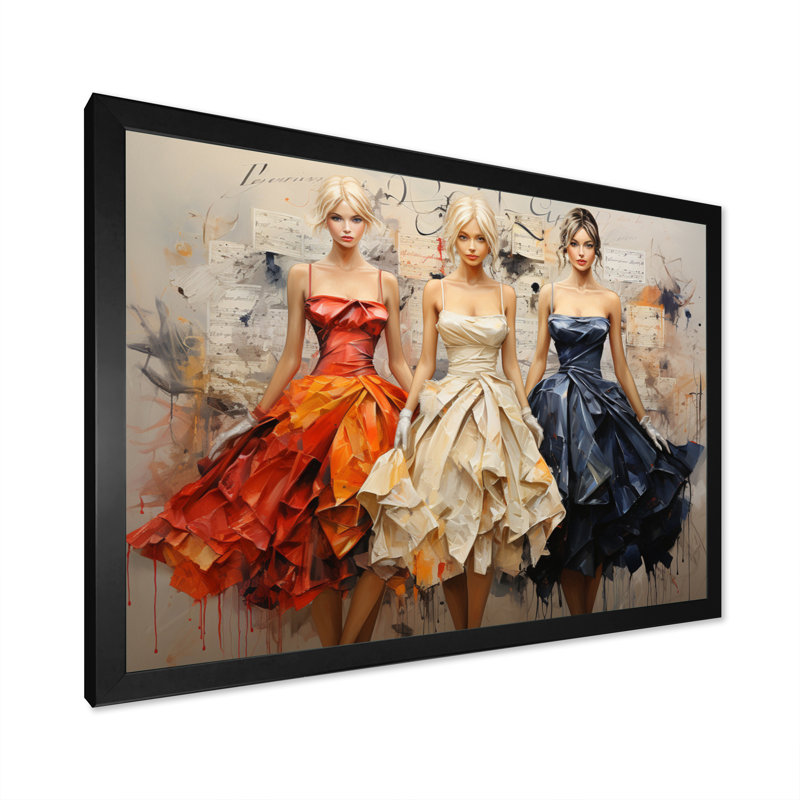 Women Women Luxury Elegance sur toile, H 16 po x l 32 po x P 1 po, Cadre photo noir