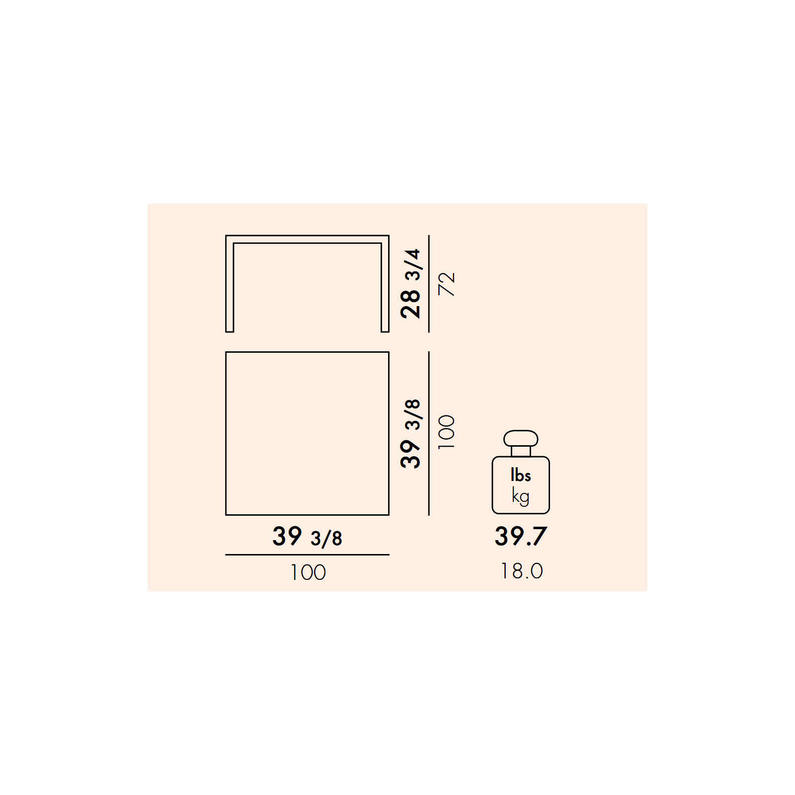 Invisible Coffee Table, Smoke, 28.35" H x 39.37" L x 39.37" W