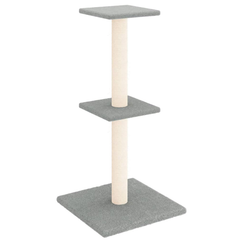 vidaXL Cat Tree Engineered wood, plush, sisal 28.7 in tall, Light Grey