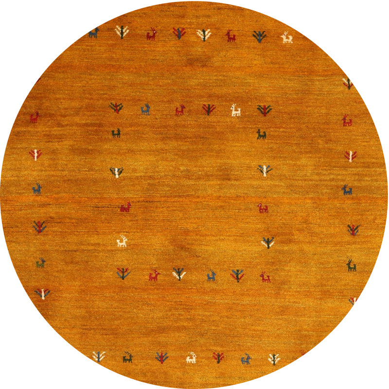 Tapis contemporain jaune, Rond 3 pi