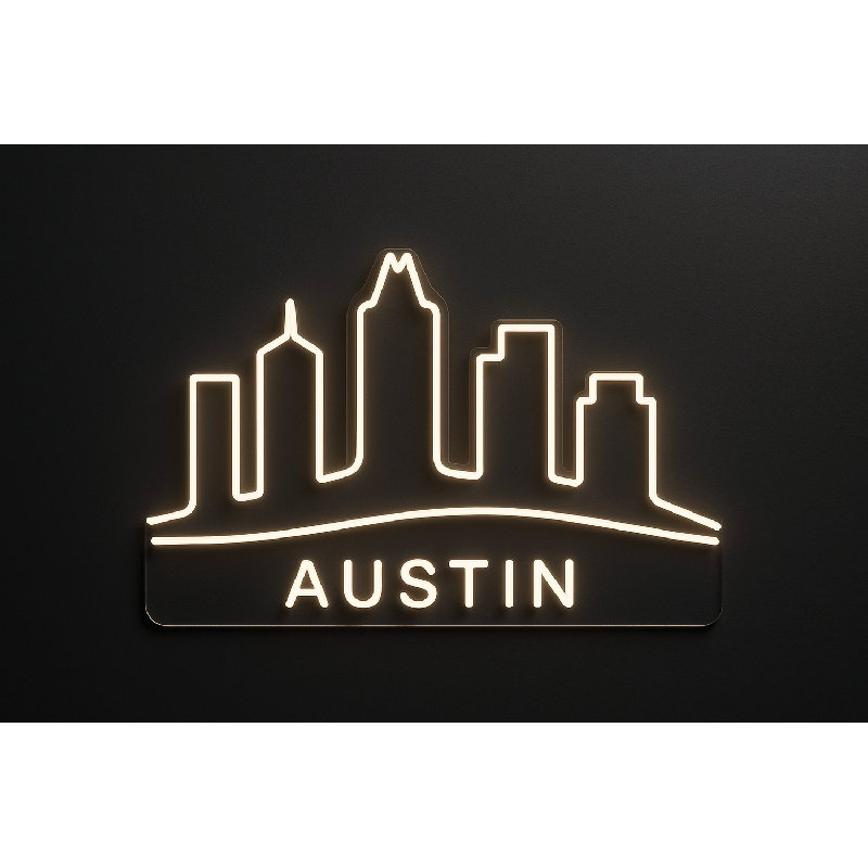 Enseigne lumineuse Austin City Skyline - 16 po x 10 po