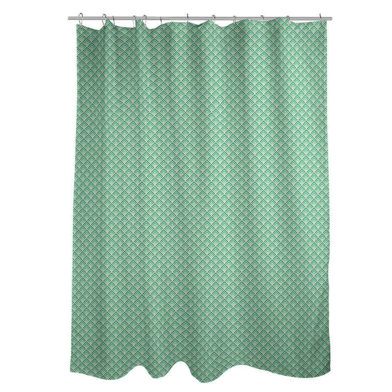Rideau de douche simple à rayures katelyn elizabeth geometric dégradé, Jaune / Vert / Blanc