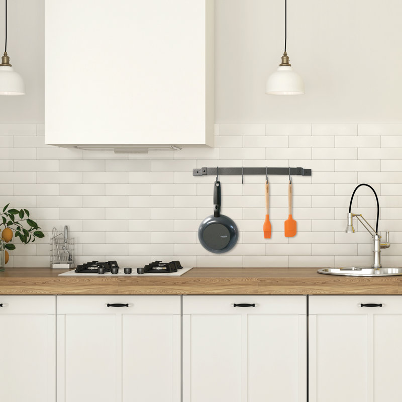 Adjustable Hammered Metal Wall-Mounted Pot Rack with Shelf