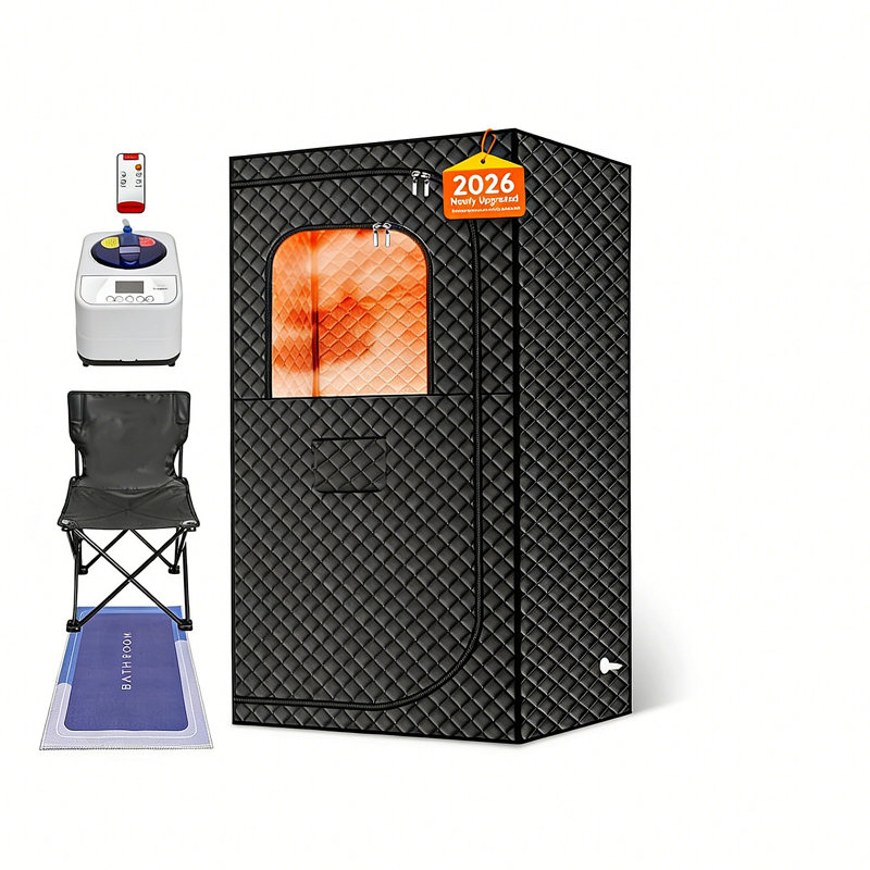Portable Steam Sauna For Home With 1500W & 2.6L Steamer - Includes Remote & Folding Chair, Fast Heating Personal Spa Tent, Easy Fold & Store Design