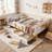 Platform Bed with Storage Drawers, Solid Wood Beds Frame with Bed Guardrail, Small Shelf, and Hooks-889422284-889422285