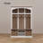 66.9" H Hall Tree Storage Rack - 5 Hooks + 3 Storage Compartments + Double Bamboo Baskets
