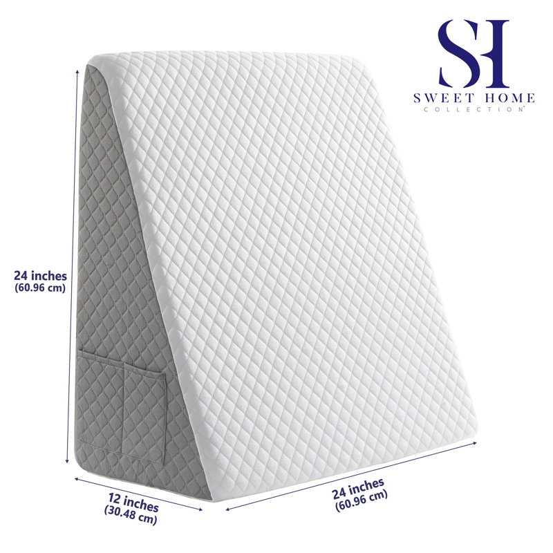 Gray and White Memory Foam Wedge Pillow with Knit Cover
