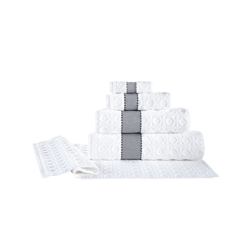 Turkish Cotton Plush Jacquard Bath Sheet, White