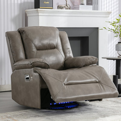 Fauteuil inclinable manuel et pivotant à 360 ° avec bande lumineuse à DEL pour salon, chambre à coucher, gris