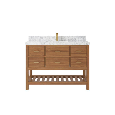 Parker Teak 48'' Single Bathroom Vanity with Quartz Top