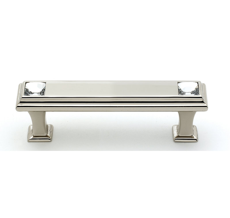 Poignée barre géométrique, Nickel poli, 3"