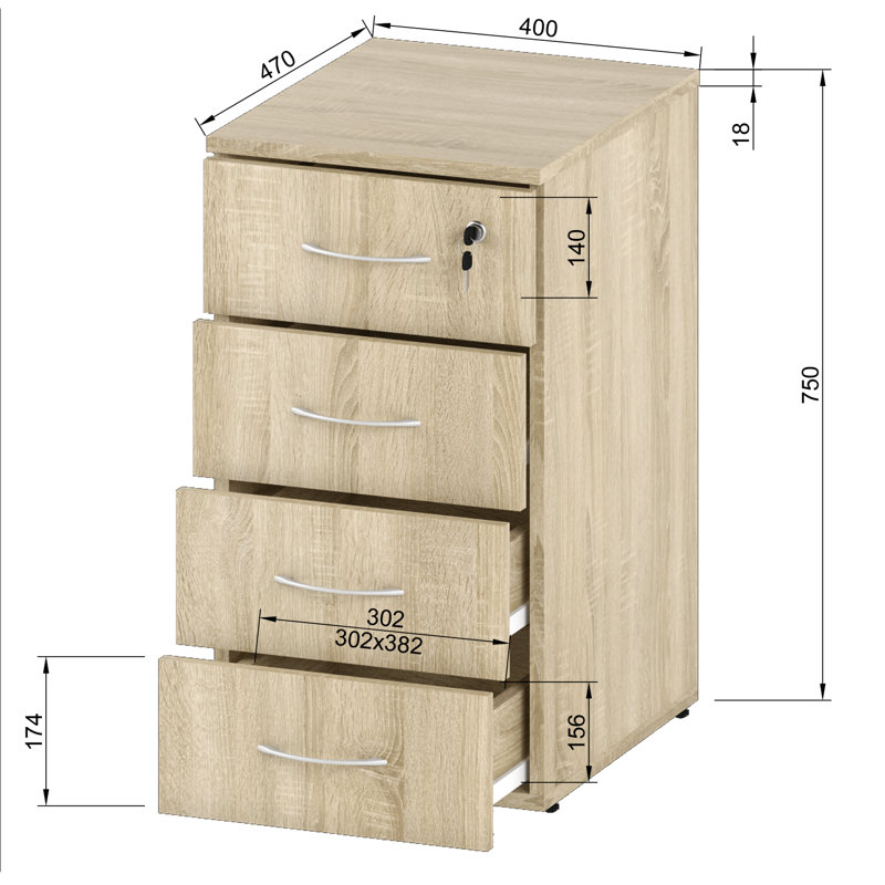 Elidi 40cm Wide 4 -Drawer File Cabinet