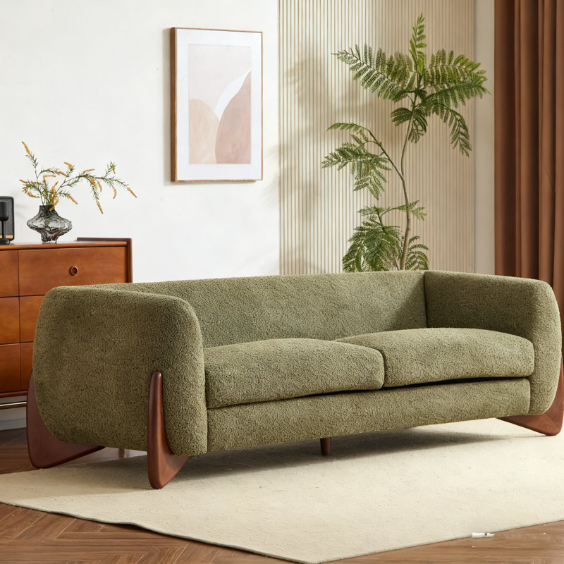 Canapé Boucle Sherpa pour le salon, Vert olive