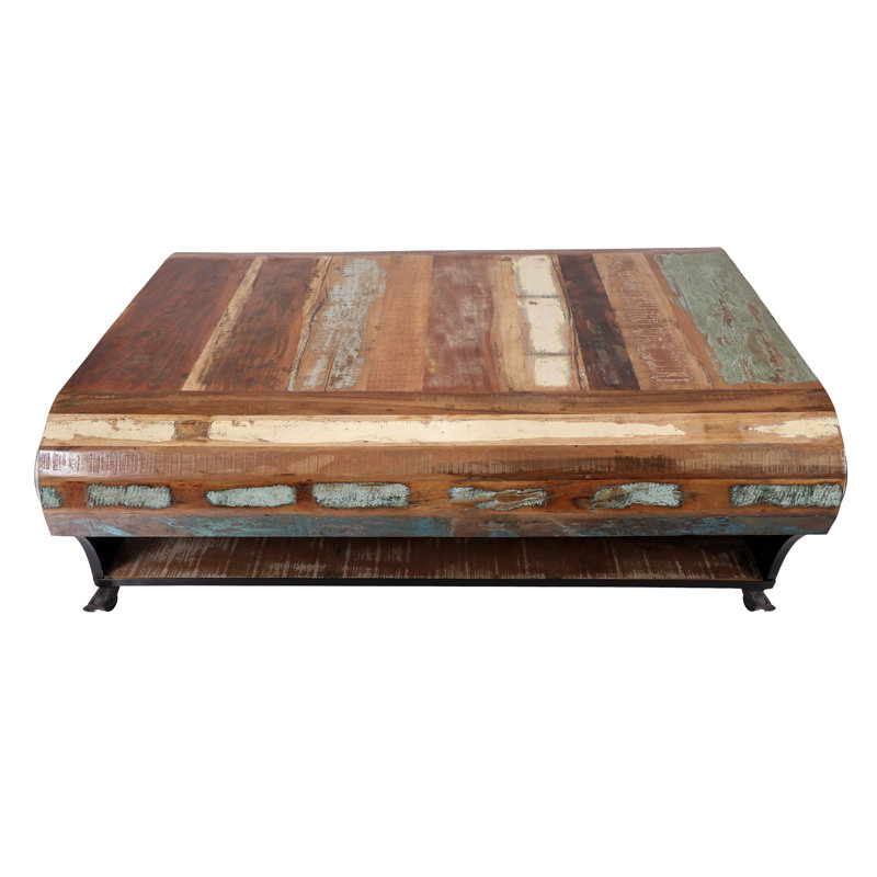 Table basse avec rangement en bois massif, H 20 po x l 48 po x P 32 po