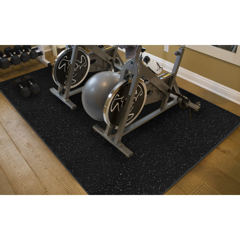 Black and Gray Speckled Rubber Interlocking Gym Floor Mat Set