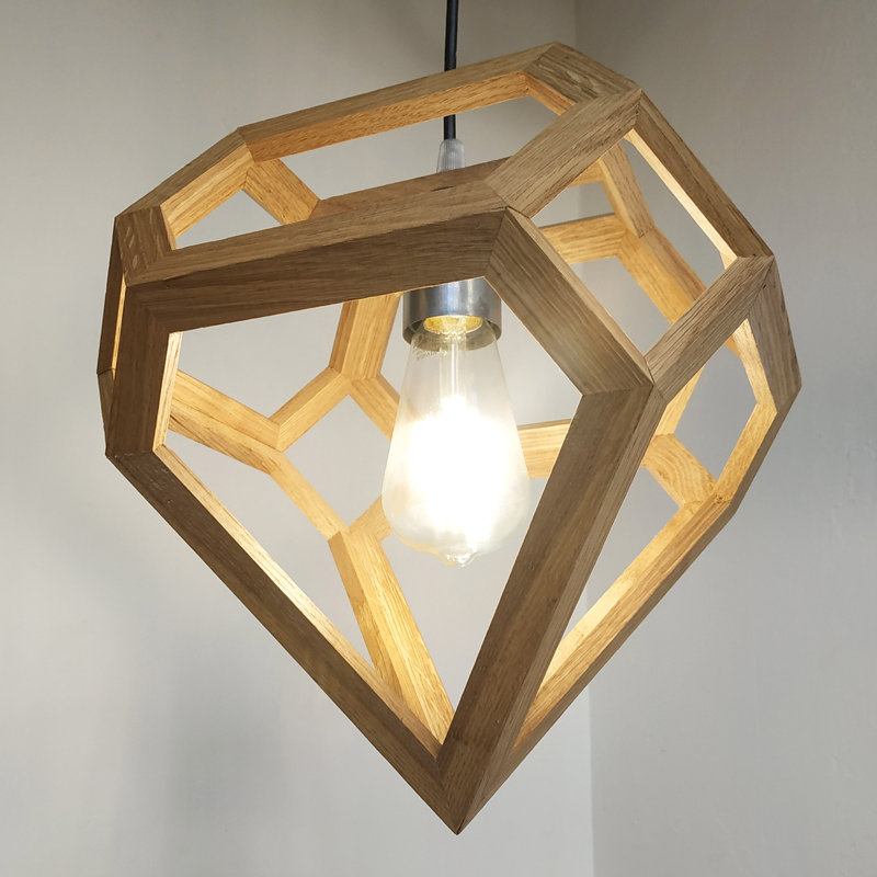 Chewning 1 - Light Oil Geometric Pendant, Light Oak