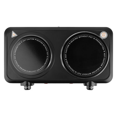 1800W Electric Infrared Dual Burner Portable Heating Hot Plate Stove Countertop RV Hotplate with 7.5” Glass Cooktop Stepless Temperature Adjust