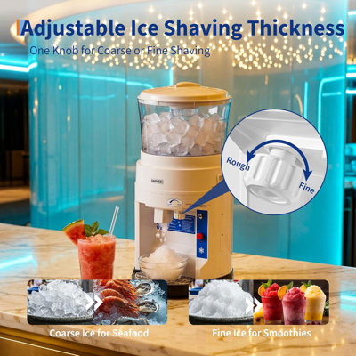 650W Commercial Shaved Ice Machine, 1200LB/H Electric Snow Cone Maker with 25L Storage Box, Adjustable Ice Texture & Anti-Jam Reverse Function for Bar Cafe Party Use