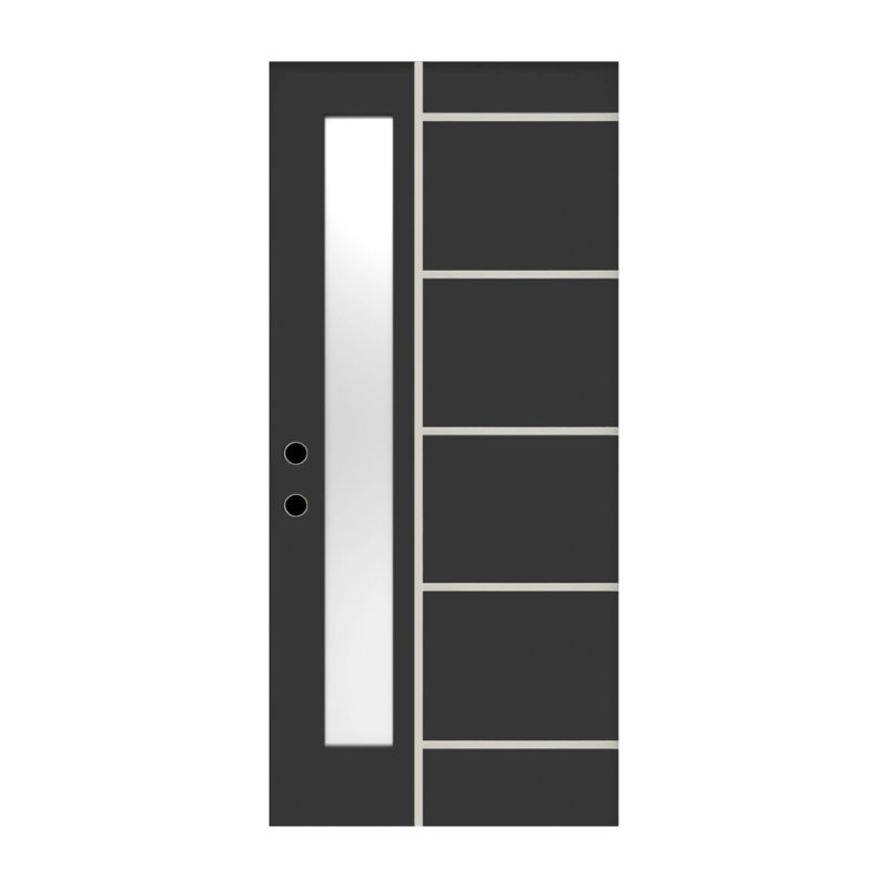 Porte d'entrée élégante en fibre de verre noire 36 po x 80 po - Droite à l'intérieur, Droite