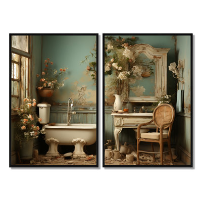 Bathroom Toilet Vintage Charm III - Traditional Art Prints On Canvas