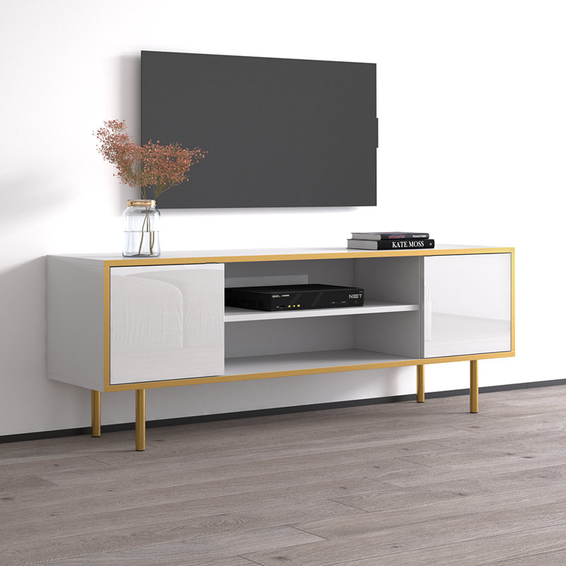 Meuble télé flottant 64,6 po Goldie, Blanc