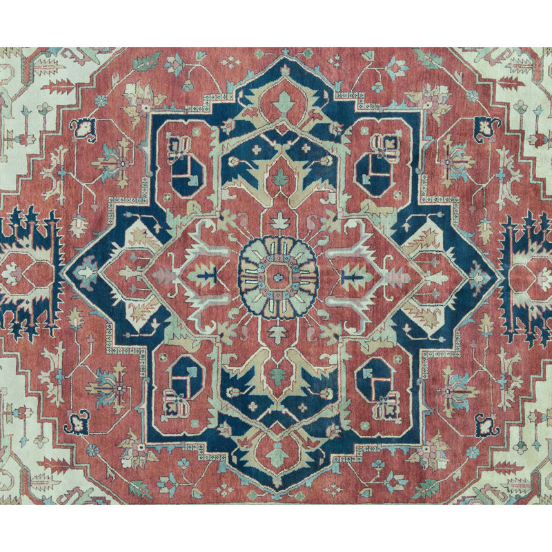Heriz Wool Oriental Area Rug, Rectangle 10' x 14'1"