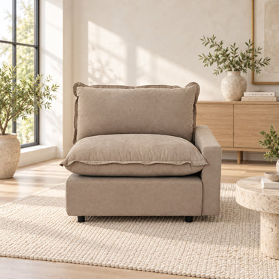 Moncada Upholstered Modern Linen Fabric One-Armed Chair