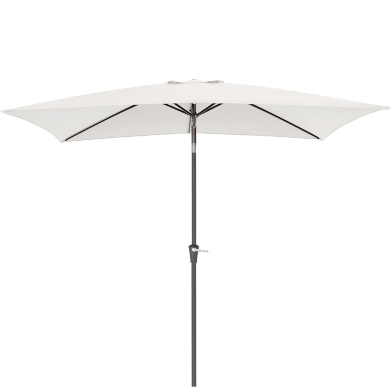 Parasol de patio rectangulaire 6,5 x 10 pi, nervures robustes avec manivelle et bouton-poussoir inclinable, résistant au vent