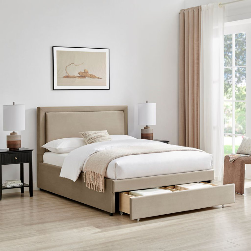 Upholstered Storage Bed, Brown, Double (4'6)