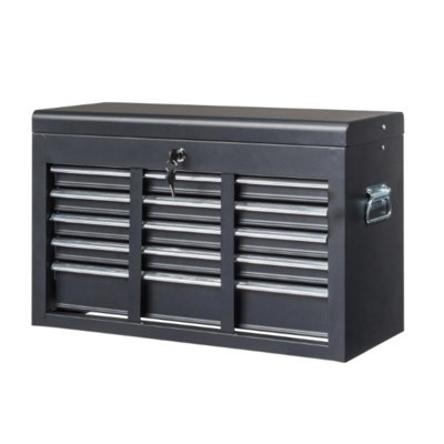 Black Steel Tool Box Heavy Duty Metal Tool Organizer For Garage Workshop Auto Repair And Home Use