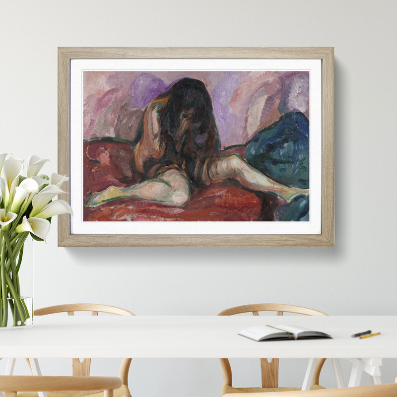 Weeping Nude by Edvard Munch - Picture Frame Painting, Oak, 48cm H x 65cm W x 2cm D