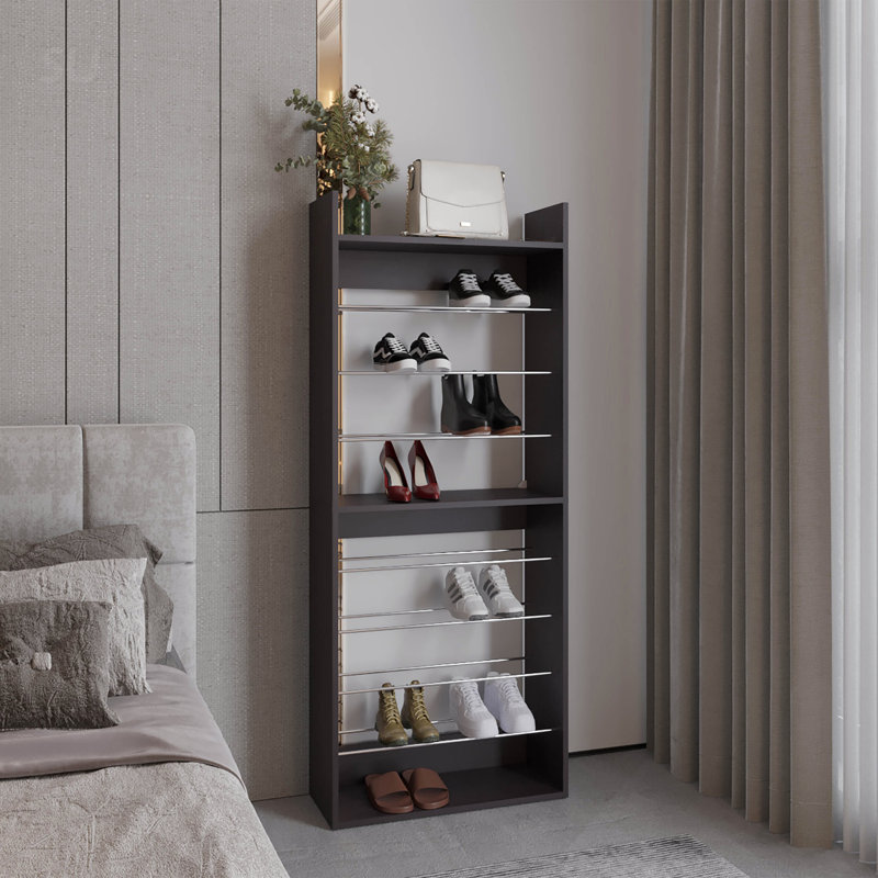 Étagère à chaussures élégante et moderne à 10 tablettes pour un rangement étendu, une organisation peu encombrante et élégante
