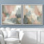 Art mural en toile douce pastel abstraite encadrée - ensemble moderne de 2 coups de pinceau pour chambre à coucher contemporaine