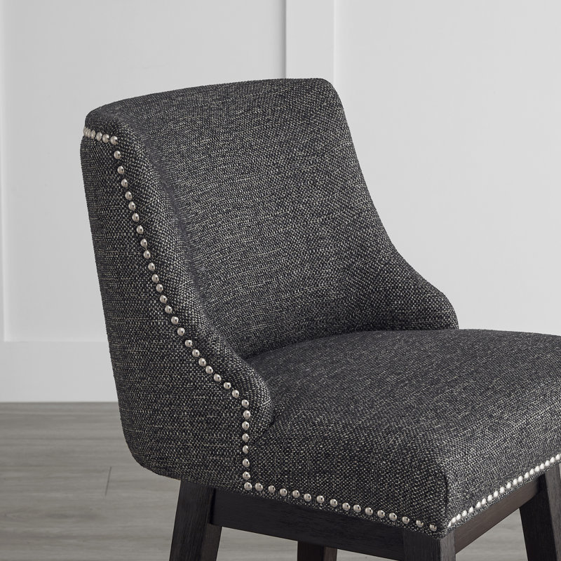 Shurma Swivel Upholstered Counter Stool, Charcoal Gray