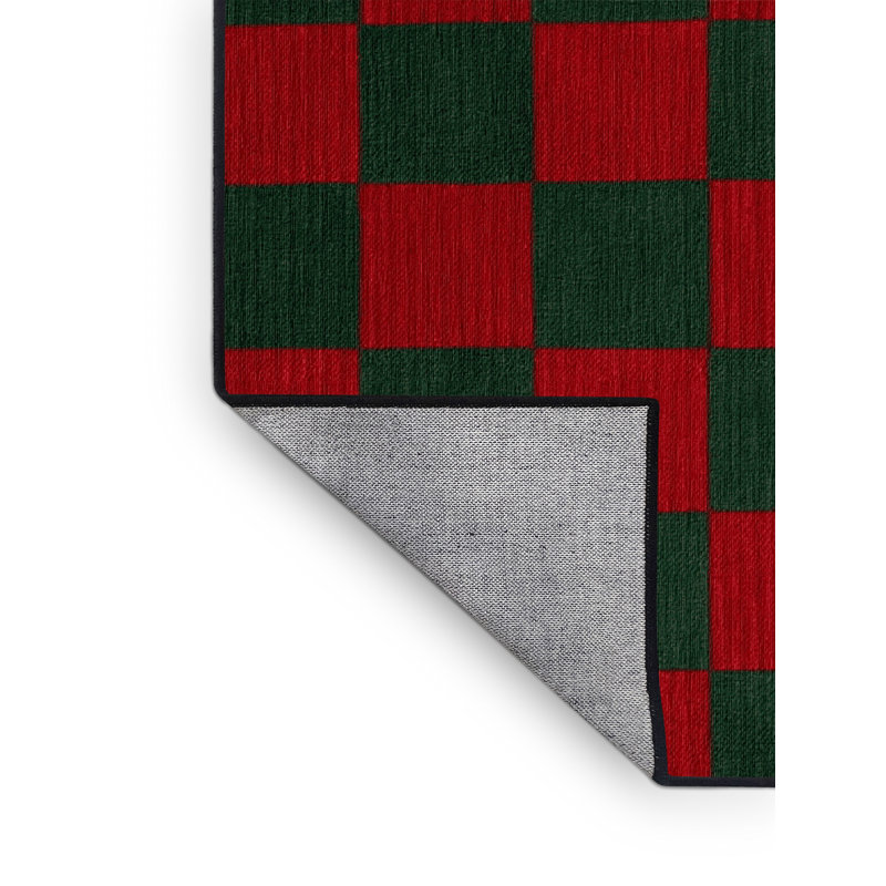 Tapis rouge à carreaux lavable à la machine, Rectangle 2 pi x 3 pi