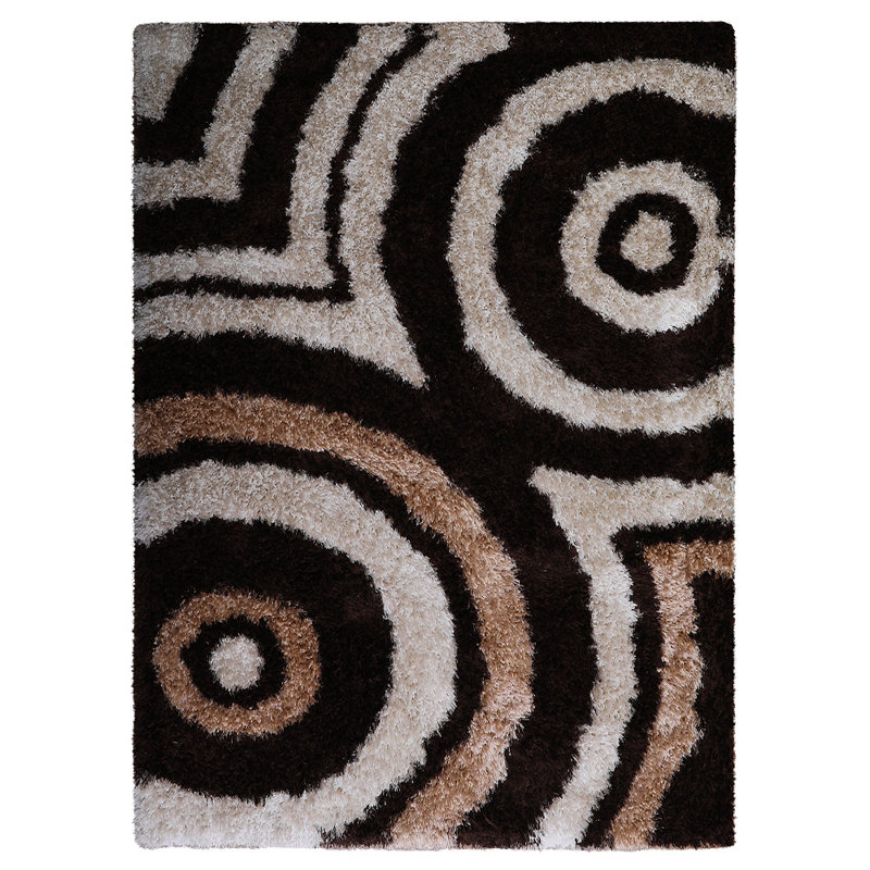 Tapis à poils longs en polyester touffeté à la main Aaliyah, Rectangulaire 4 pi x 6 pi