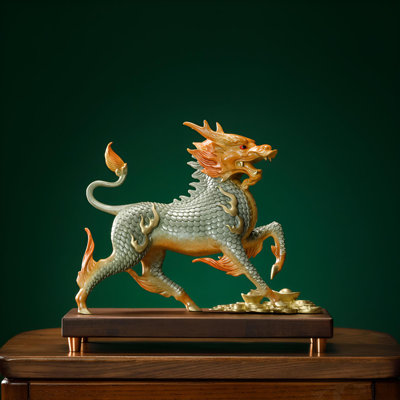 Mythique Kylin Decor - Sculpture en laiton de qualité supérieure pour la bonne chance
