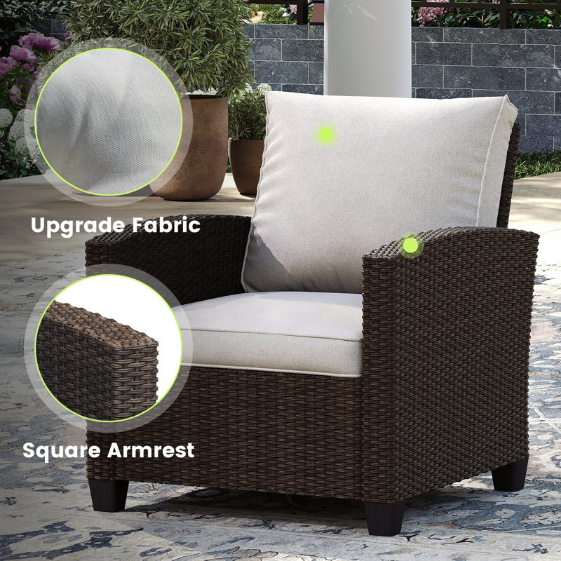 Ensemble de conversation avec canapé en rotin 5 pièces, Beige