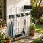 Porte-balai mural robuste avec pinces à roulettes 4 étoiles et 5 crochets, organisateur pour outils d'une capacité de 55 lb pour la vadrouille, le râteau, la pelle et le rangement des outils de jardin