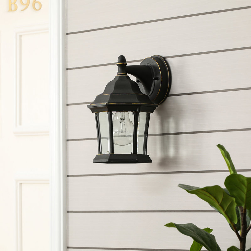 DeDee Outdoor Wall Lantern with Clear Glass Panels, Aluminum Wall Mounted Light