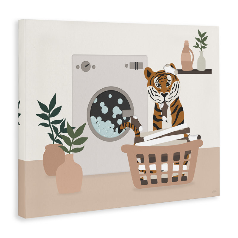 «Tiger in Laundry Basket», art mural par Natalie Carpentieri, H 36 po x l 48 po