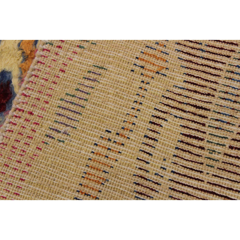 Tapis doré en laine noué à la main 4 pi 11 po x 7 pi 2 po Benkelman Ikat