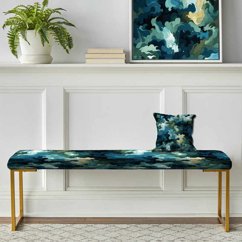 Falca - Abstract Upholstered Gold Bench