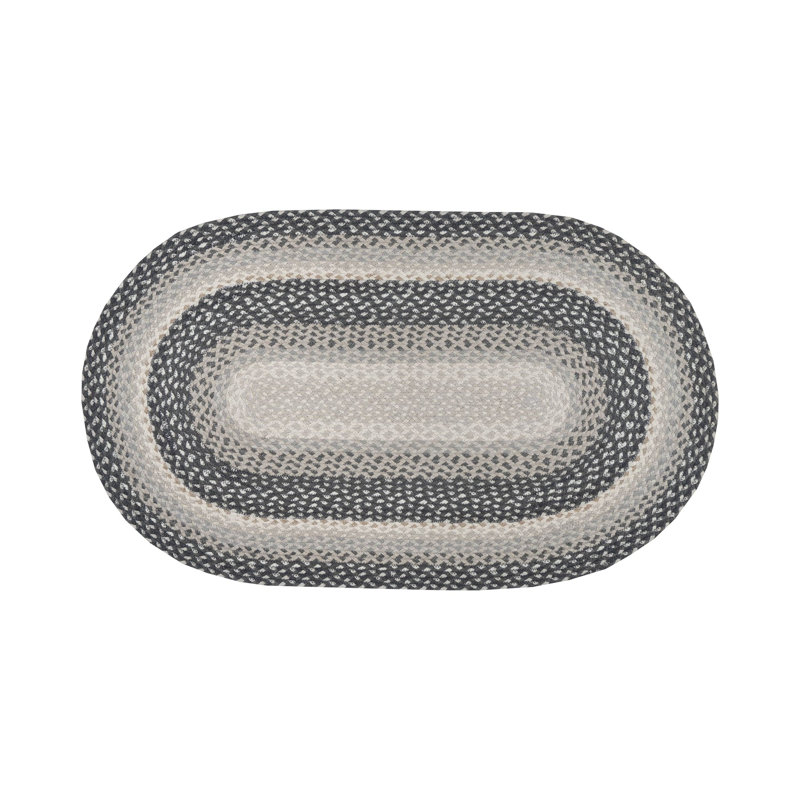  Tapis gris, sable et ivoire tressé ovale - Accent rustique fabriqué à la main, 27 po x 45 po