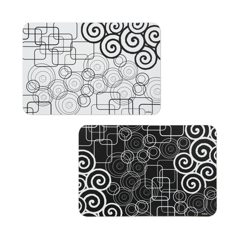 Magic Black Polypropylene Plastic Geometric Rectangle Placemat