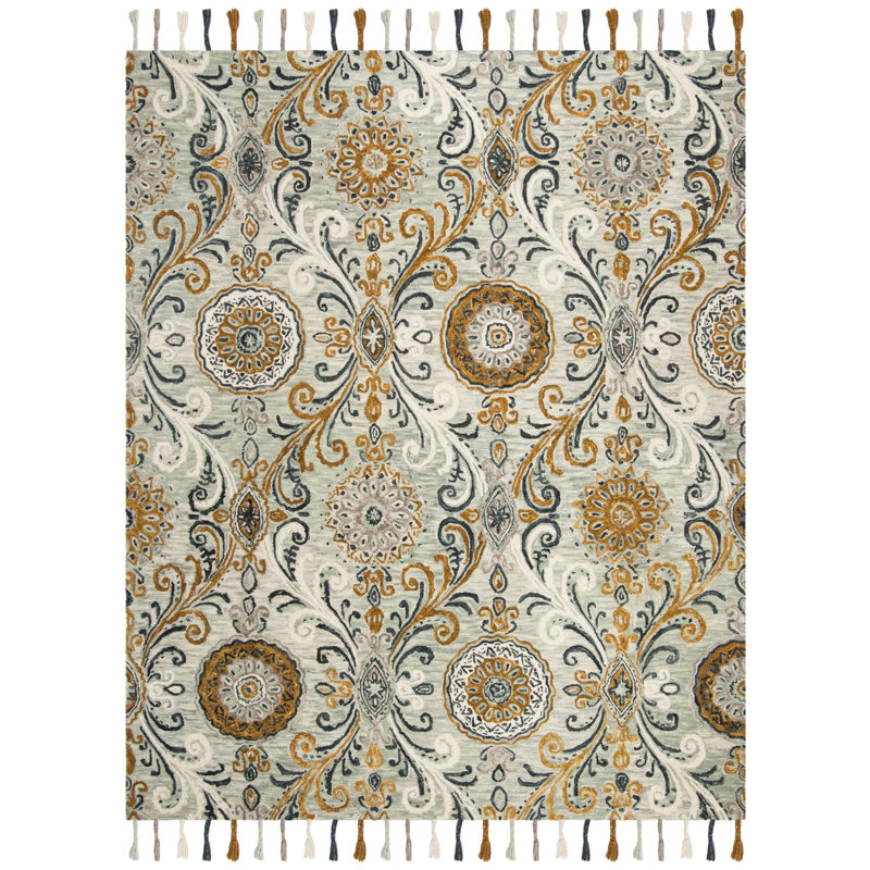 Guzi Hand Hooked Wool Oriental Rug, Rectangle 5' x 8'